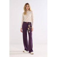 Tramontana Broek Scarf Aubergine Noir